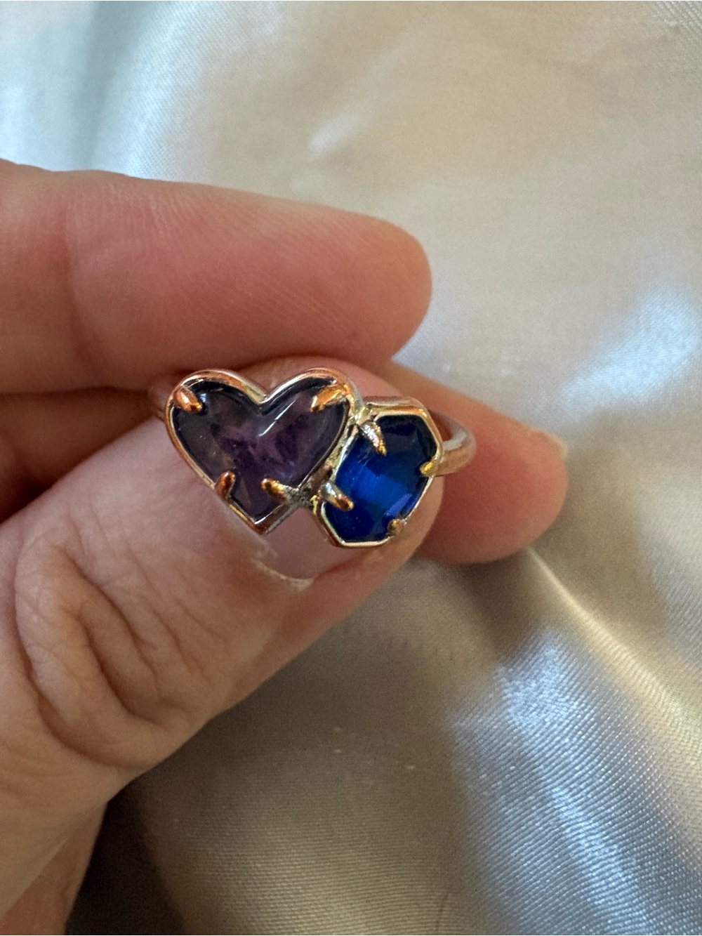 Damaged Kendra Scott Heart Ring with Blue and Purple Gemstones size 9